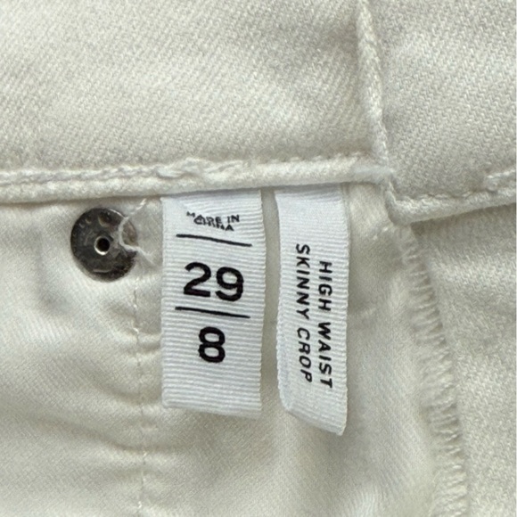 Ann Taylor LOFT Side Stripe Frayed High Waist Skinny Crop White Jeans - Picture 11 of 11